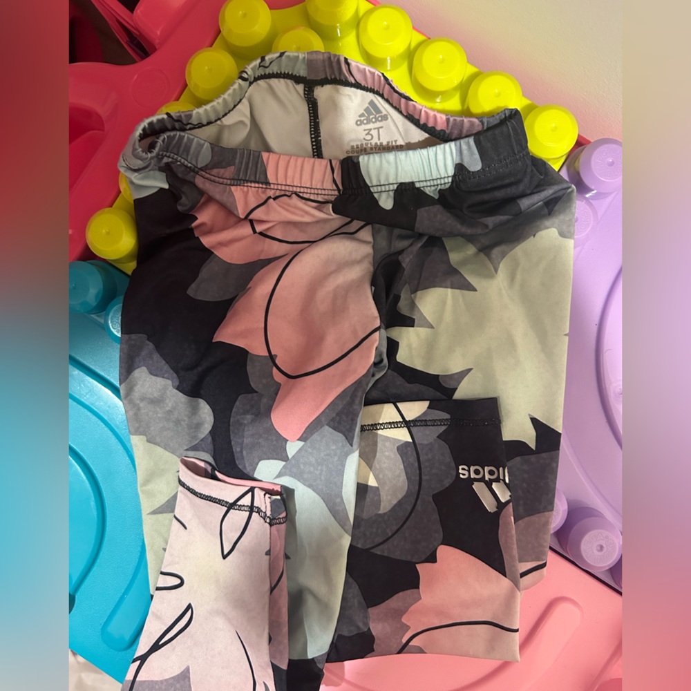Adidas Pink and Black Camouflage Leggings